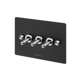 3G Triple Toggle Switch - Black Steel