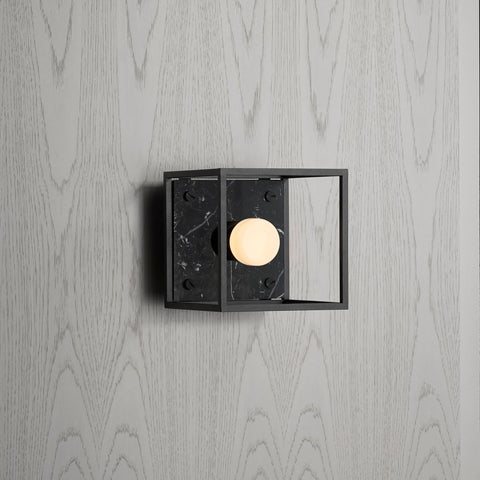 Caged Wall Light Small Black Marble