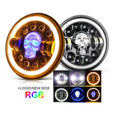 HEAD LIGHTS-RGB Skull Head Lights-7 Inch