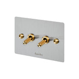 2G Double Toggle Switch - Steel Brass